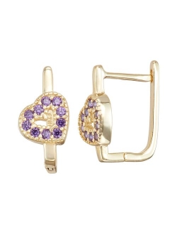 Junior Jewels Kids' Sterling Silver Simulated Birthstone Heart Earrings