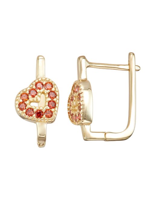 Junior Jewels Kids' Sterling Silver Simulated Birthstone Heart Earrings