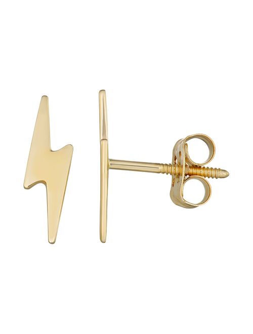 Charming Girl 14k Gold Lightning Bolt Stud Earring