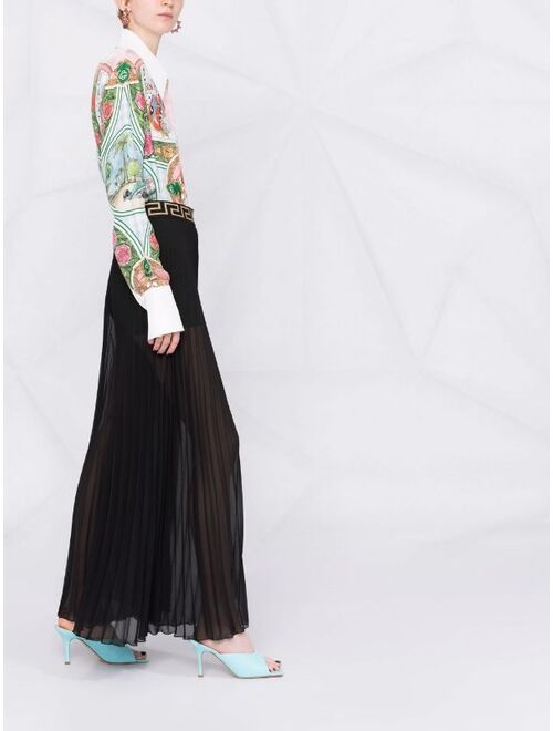 Versace Greca-waistband pleated trousers