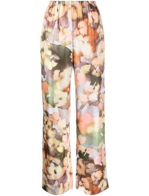 Nanushka printed wide-leg silk trousers