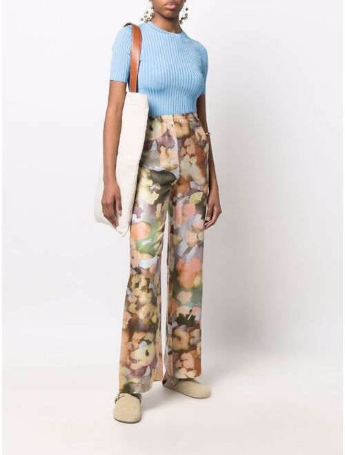 Nanushka printed wide-leg silk trousers