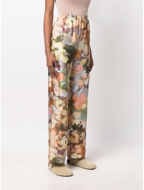 Nanushka printed wide-leg silk trousers