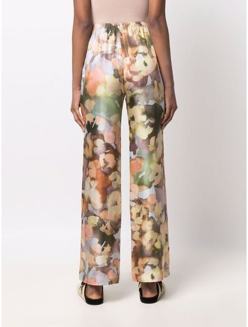 Nanushka printed wide-leg silk trousers