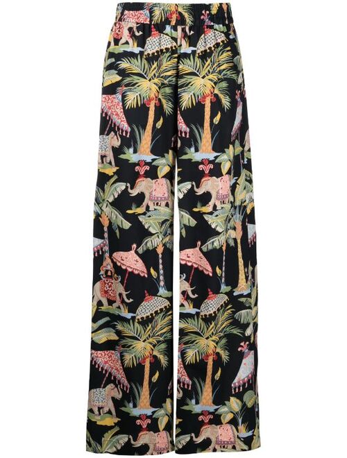 Red Valentino Elephant print high-waisted trousers