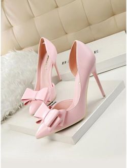 Bow Detail Stiletto Heeled Court Pumps