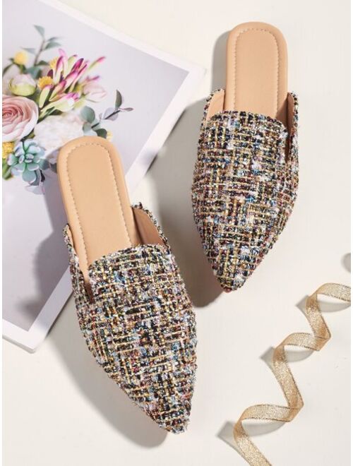 Shein Tweed Flat Mules