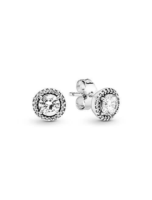 Pandora Jewelry Round Sparkle Stud Earrings | Clear Cubic Zirconia | Sterling Silver