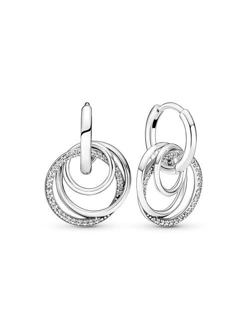 Pandora 291156C01 Family Always Encircled Hoop Earrings with Clear CZ