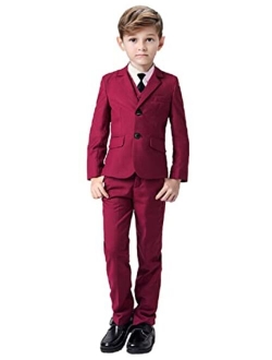 Gent M Boys Suits 5 Pieces Slim Fit Blazer Pants Black Blue Outfit Suit for Wedding