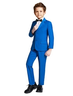 Gent M Boys Suits 5 Pieces Slim Fit Blazer Pants Black Blue Outfit Suit for Wedding