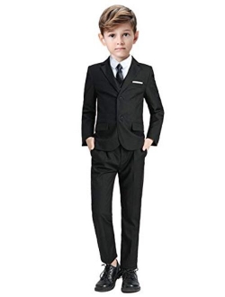 Gent M Boys Suits 5 Pieces Slim Fit Blazer Pants Black Blue Outfit Suit for Wedding