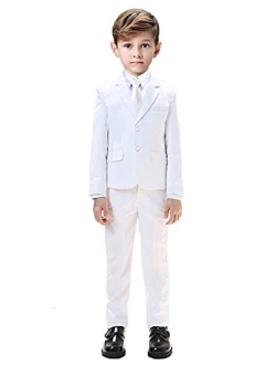 Gent M Boys Suits 5 Pieces Slim Fit Blazer Pants Black Blue Outfit Suit for Wedding