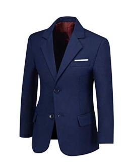 SaiLiiny Boys Blazer Slim Suit Coat with Lapel Formal Suits Black Blue One-Button Jacket for Kids