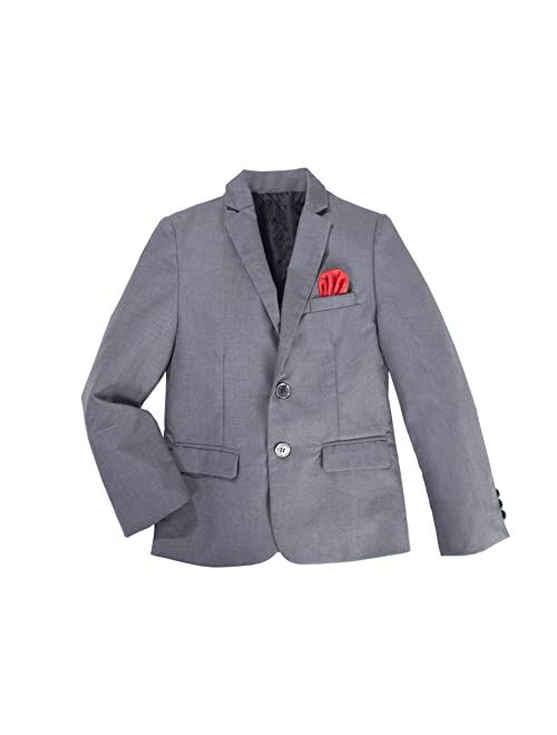 GETUBACK Boys' Bazer Flex Stretch Suit Jacket with Fake Napkins and Bow tie