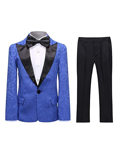 SWOTGdoby Boys Tuxedo Suit Shiny Fashion Dress 2 Pieces Blazer Pants Sequin Shawl Collar