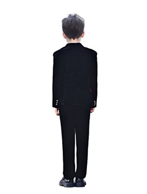 Yanlu 5 Piece Boys Suits Set Kids Formal Velvet Suit with Blazer Vest Pants Shirt and Bow Tie