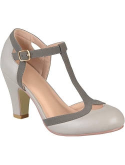 Womens T-Strap Round Toe Mary Jane Pumps