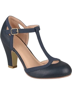 Womens T-Strap Round Toe Mary Jane Pumps