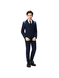 Boihedy Boys Suits for Kids Formal 5 Piece Dress Suit Set Complete Outfit