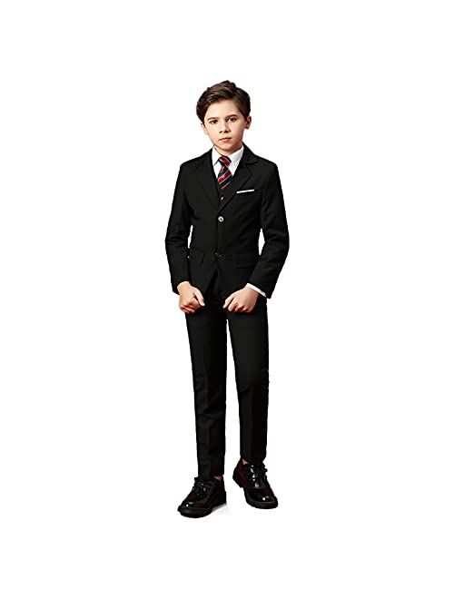 Boihedy Boys Suits for Kids Formal 5 Piece Dress Suit Set Complete Outfit