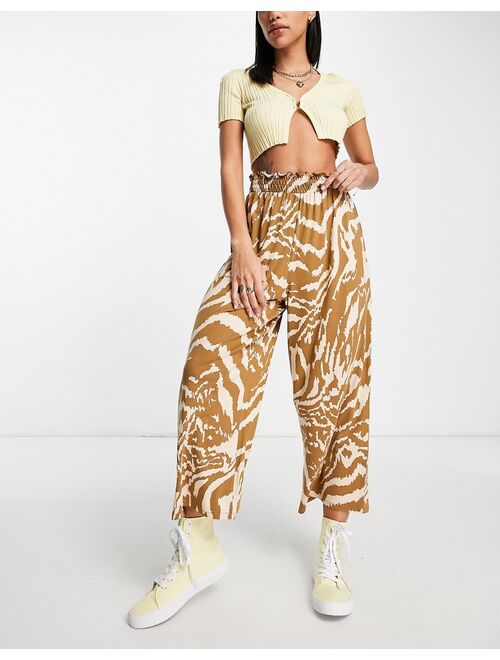 ASOS DESIGN shirred waist culotte in animal print