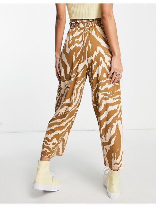 ASOS DESIGN shirred waist culotte in animal print