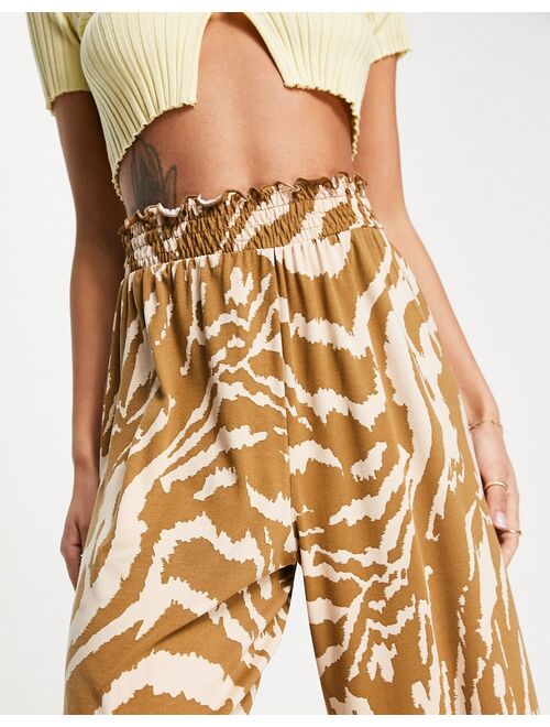 ASOS DESIGN shirred waist culotte in animal print