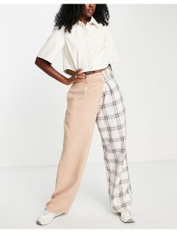 everyday slouch boy pants colorblock and check