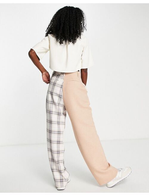 ASOS DESIGN everyday slouch boy pants colorblock and check