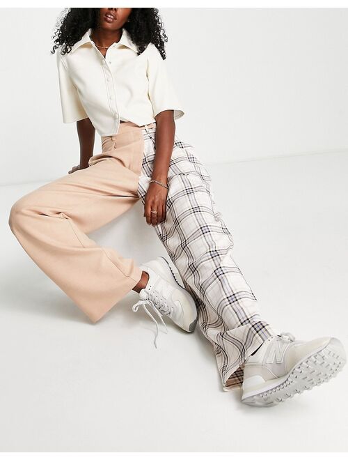 ASOS DESIGN everyday slouch boy pants colorblock and check