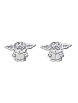 Star Wars Jewelry, Grogu Stud Earrings and Dangles, Sterling Silver