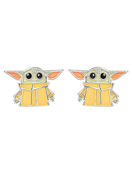 Disney Star Wars Jewelry, Grogu Stud Earrings and Dangles, Sterling Silver