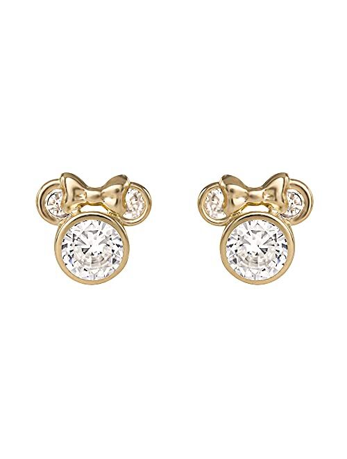 Disney Jewelry - Mickey or Minnie Mouse Cubic Zirconia Stud Earrings, 10k Yellow Gold