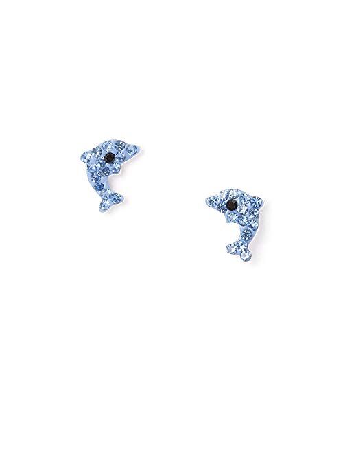 Claire's Sterling Silver Crystal Dolphin Stud Earrings