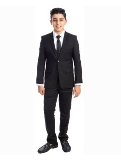 Toddler Boy's 5-Piece Shirt, Tie, Jacket, Vest and Pants Solid Suit Set