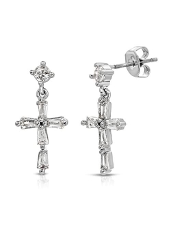 PINKme Fashion Studs Earrings Jewelry Sterling Silver Post Cubic Zirconia Brass Metal Crystal Mini Small Ear for Women Girls