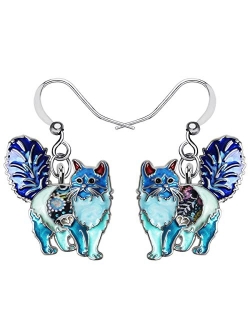 Generic Enamel Alloy Chubby Cat Earrings Kitten Drop Dangle Fashion Jewelry For Women Girls Pet Charm Gift