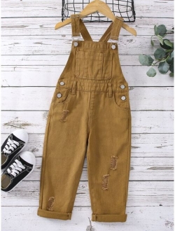 Toddler Boys Ripped Pocket Front Denim Overall