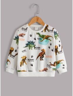 Toddler Boys Letter & Dinosaur Graphic Pullover