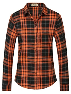 SSLR Flannel Shirts for Women Casual Plaid Long Sleeve Button Down Shirts for Women