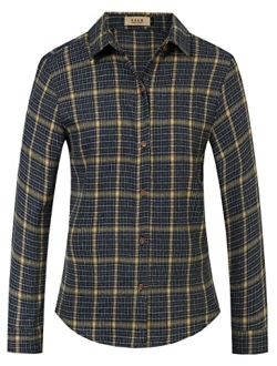 SSLR Flannel Shirts for Women Casual Plaid Long Sleeve Button Down Shirts for Women