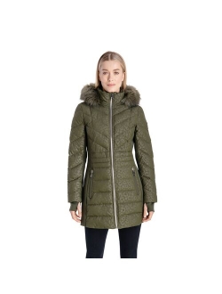 Stretch Faux-Fur Hooded Active Jacket