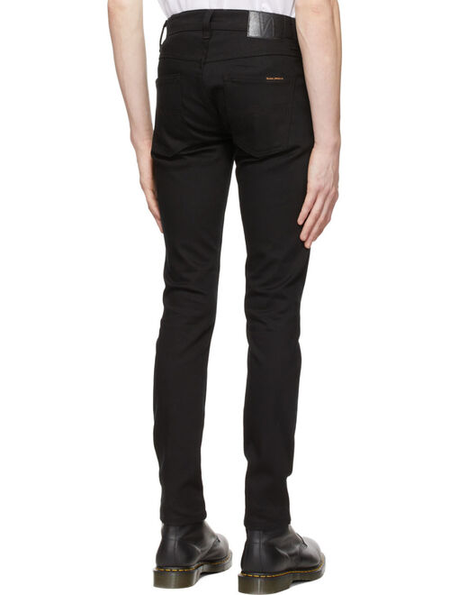 Nudie Jeans Black Grim Tim Straight Slim Jeans