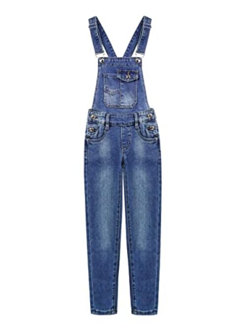 KIDSCOOL SPACE Kid Boy Girl Small Bib Pocket Adjustable Straps Jean Overalls,Denim Cute Ripped Jumper