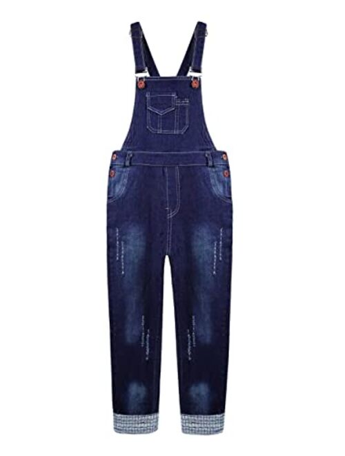 KIDSCOOL SPACE Kid Boy Girl Small Bib Pocket Adjustable Straps Jean Overalls,Denim Cute Ripped Jumper