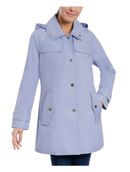 London Fog Women's Single-Breasted Hooded Raincoat