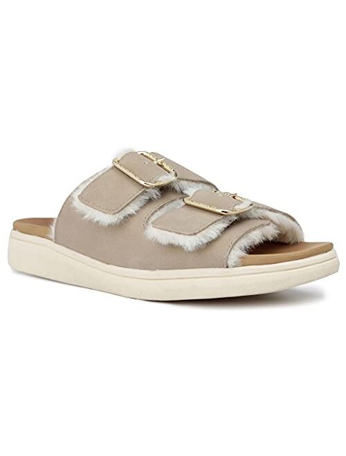 London Fog Lorraine Women's Double Buckle Slide Sandals