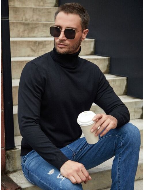 Shein Men Solid Turtleneck Sweater