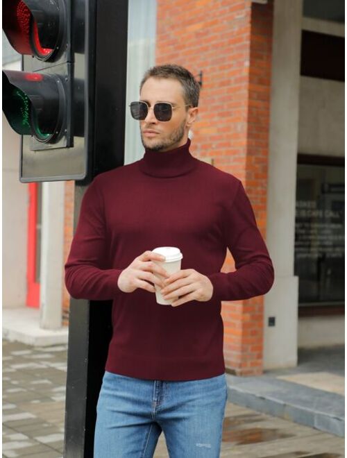 Shein Men Solid Turtleneck Sweater